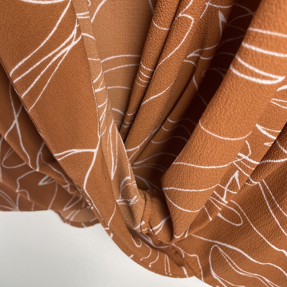 LUSH Women S Burnt Orange Surplice Blouse Boho Abstract Print Faux Wrap - Picture 10 of 14